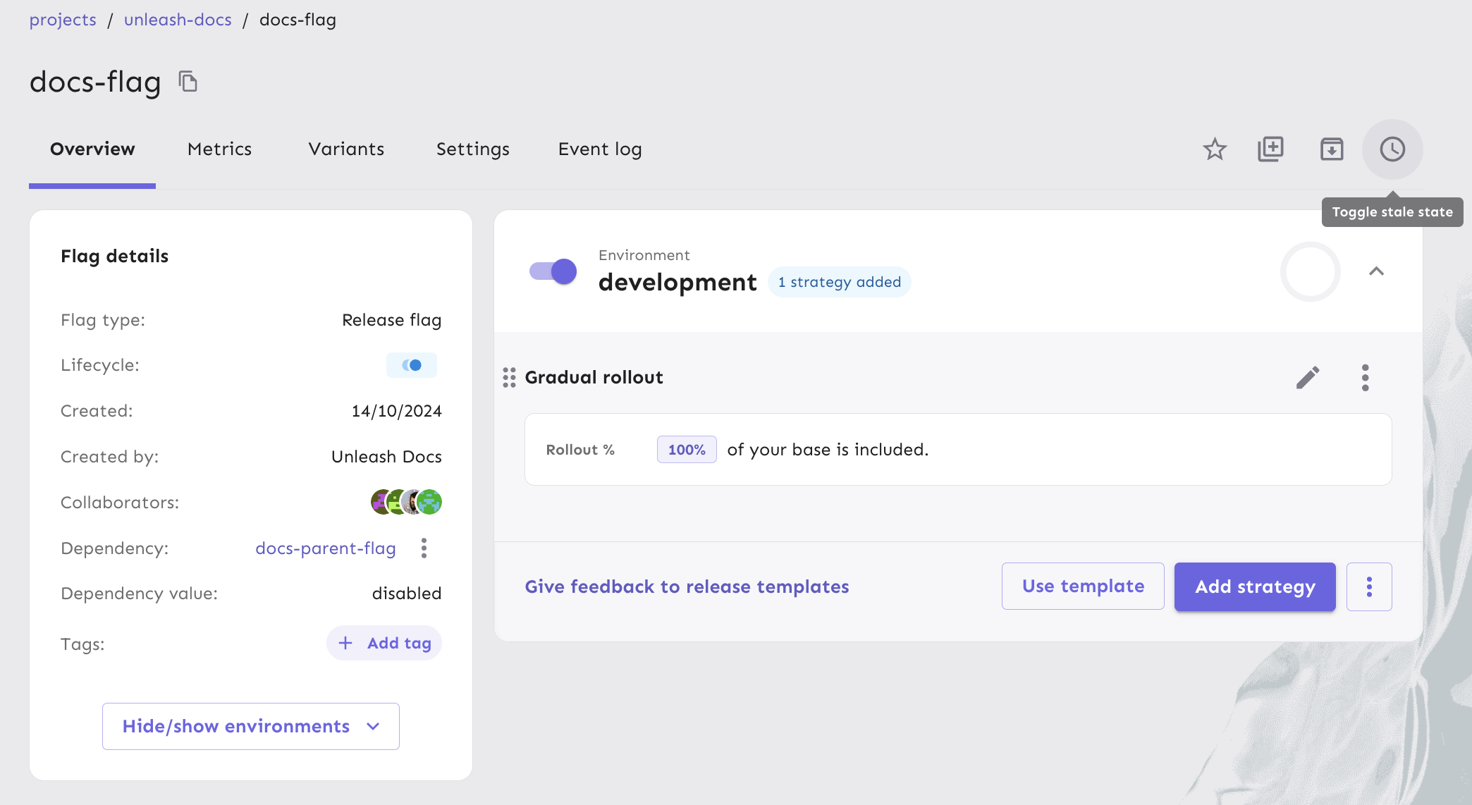 Marking a feature flag as stale